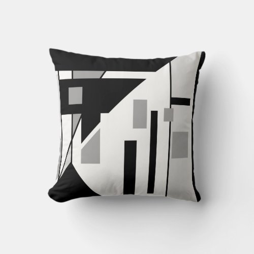 Pyramid_like Black White Gray Geometric Abstract Throw Pillow