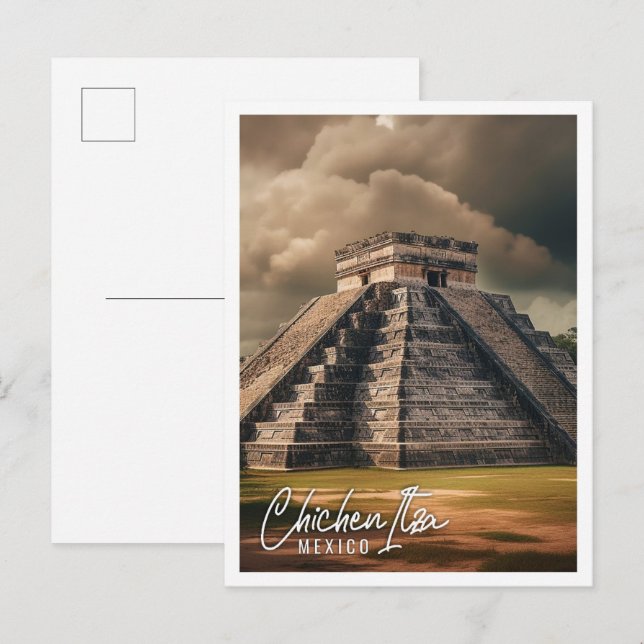 Pyramid of Chichen Itza Mexico a famous travel Postcard (Front/Back)