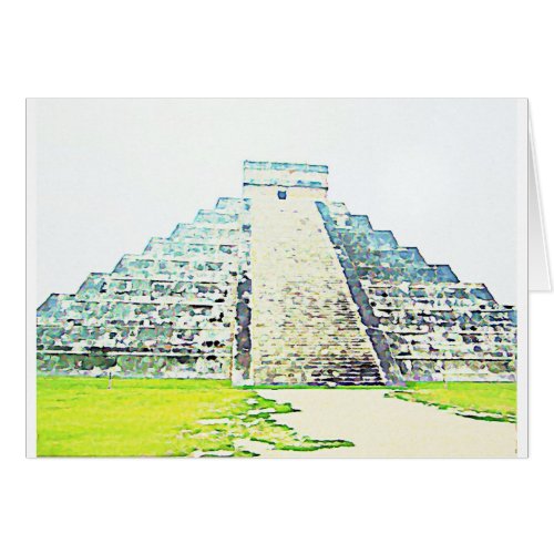 Pyramid Of Chichen Itza Watercolor Design