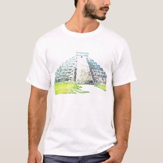 Pyramid Of Chichen Itza Watercolor Design T-Shirt