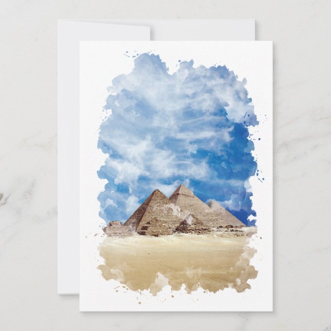 Pyramid of Giza Egypt Watercolor Art  Holiday Card (Front)