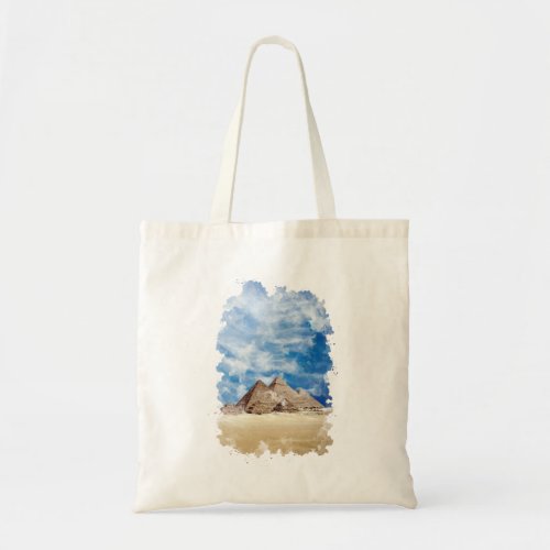 Pyramid of Giza Egypt Watercolor Art  Tote Bag