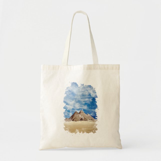 Pyramid of Giza Egypt Watercolor Art  Tote Bag (Front)
