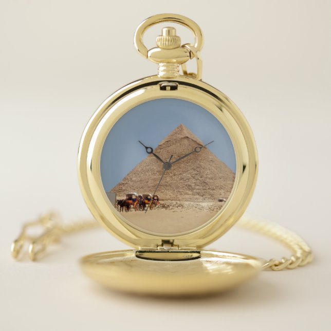 Pyramid of Khafre and a string of chariots Pocket Watch (Inside)