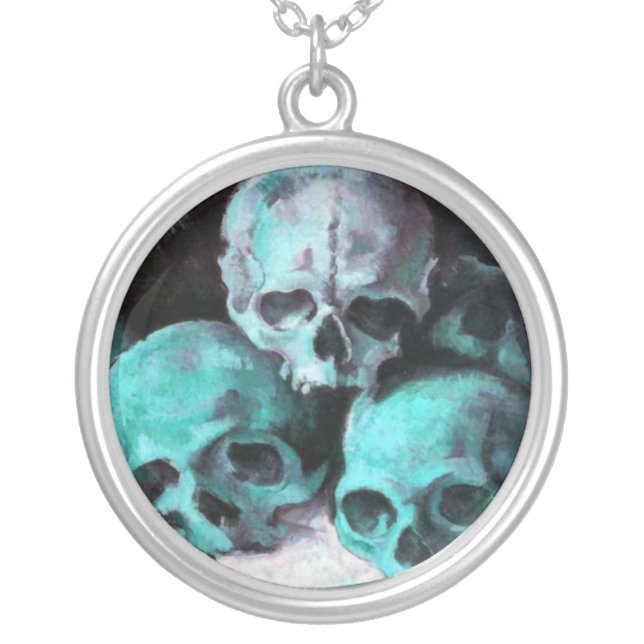 Pyramid of Skulls After Cezanne Silver Plated Necklace (Front)