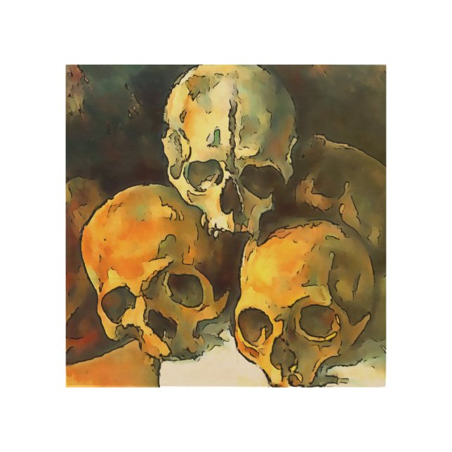 Pyramid of Skulls Black Outline Art After Cezanne (Front)
