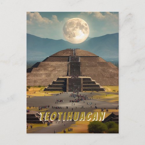 Pyramid of the Moon Teotihuacan Mexico Travel Postcard