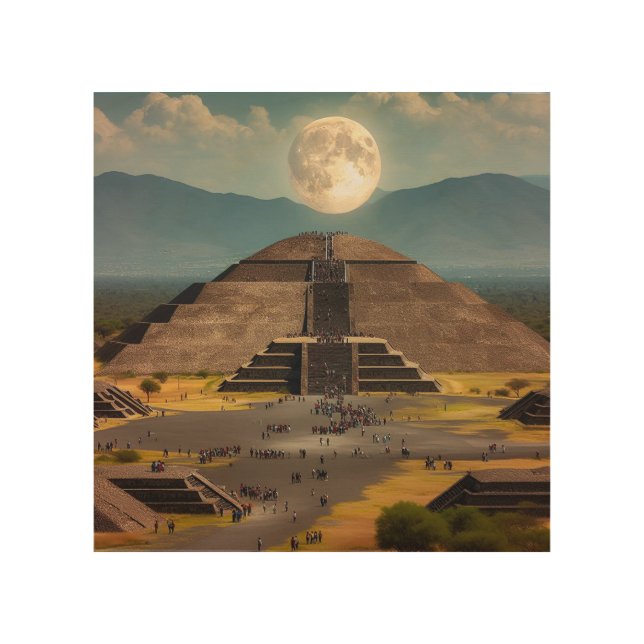 Pyramid of the Moon, Teotihuacan, Mexico Travel Wood Wall Art (Front)