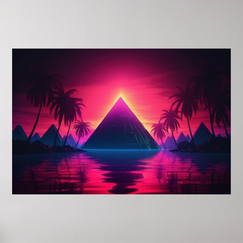 Pyramid Paradise Synthwave Illumination Poster