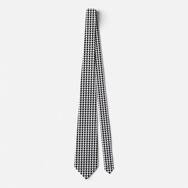 Pyramid Pattern - White on Black Neck Tie (Front)
