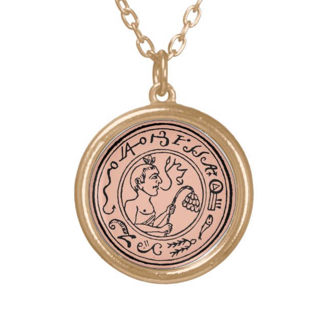 Pyramid Seal #11 - TO ACHIEVE YOUR GOALS Gold Plated Necklace (Front)