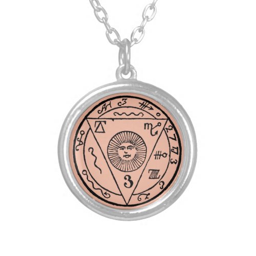 Pyramid Seal 22 To Protect The Traveler Silver Plated Necklace