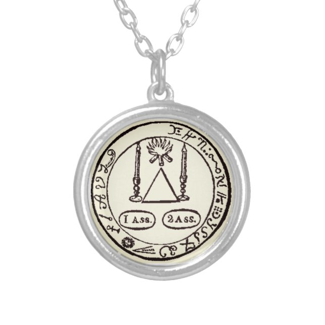 Pyramid Seal #2 GRANT DESIRES/ATTRACT LOVER Silver Plated Necklace (Front)