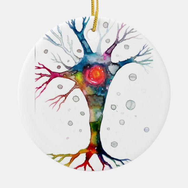 Pyramidal neuron in the neocortex ceramic ornament (Front)