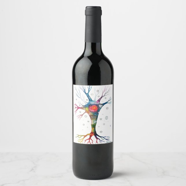 Pyramidal neuron in the neocortex wine label (Front)