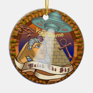 Pyramids Alien Spaceship Ceramic Ornament