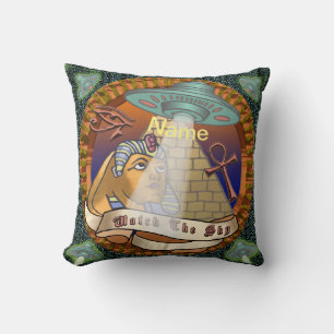 Pyramids Alien Spaceship  Throw Pillow