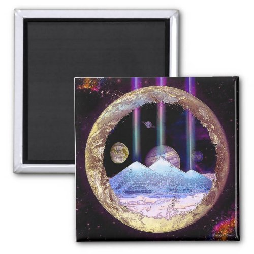 Pyramids and Planet Earth Artwork Magnet