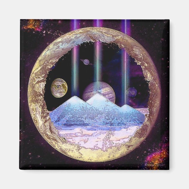 Pyramids and Planet Earth Artwork Magnet (Front)