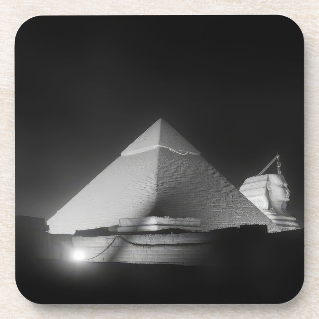 pyramids and sphinx beverage coaster (Front)