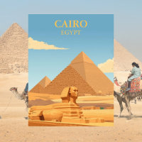 Pyramids and Sphinx Cairo Egypt Vintage Travel