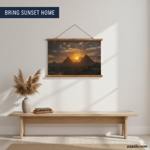 Pyramids at Giza Sunset Glow Hanging Tapestry