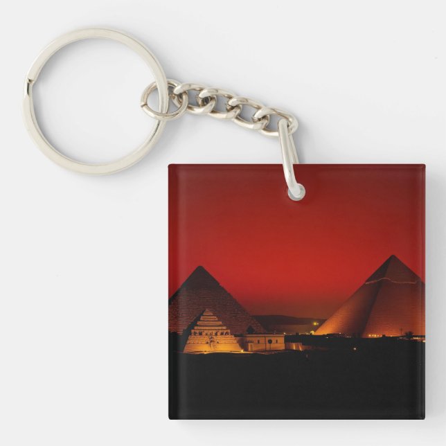 Pyramids at Red Sunset Keychain (Front)