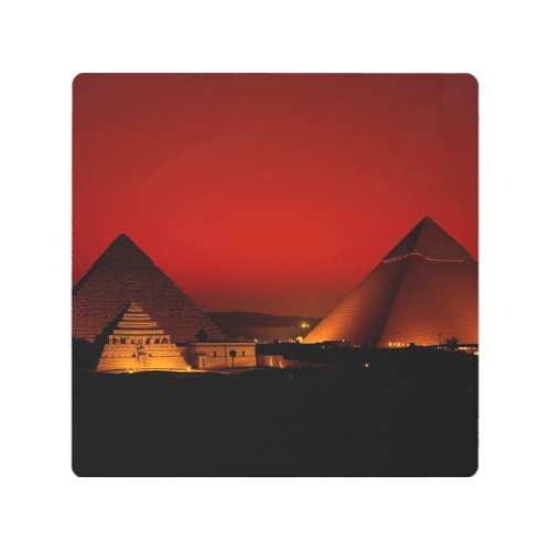 Pyramids at Red Sunset Metal Print
