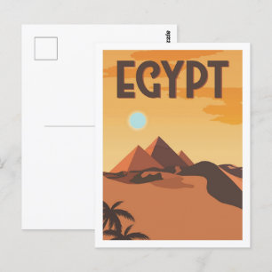 Pyramids Egypt Famous Travel Place Illustration Postcard