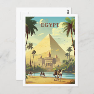Pyramids Egypt Famous Vintage Travel Place Postcard