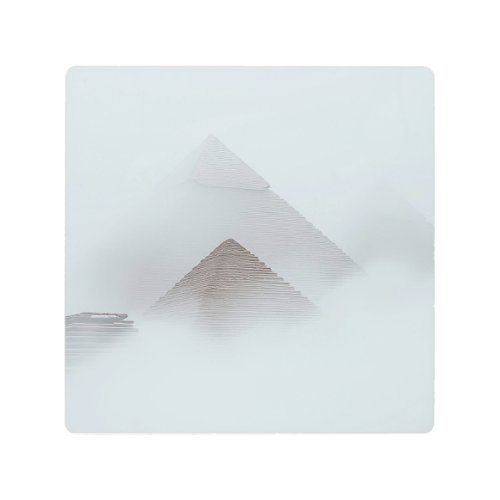 Pyramids in the Mist Metal Print