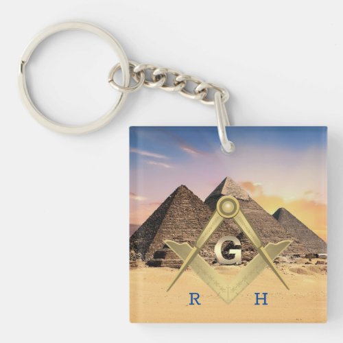 Pyramids  Monogrammed Masonic Keychain