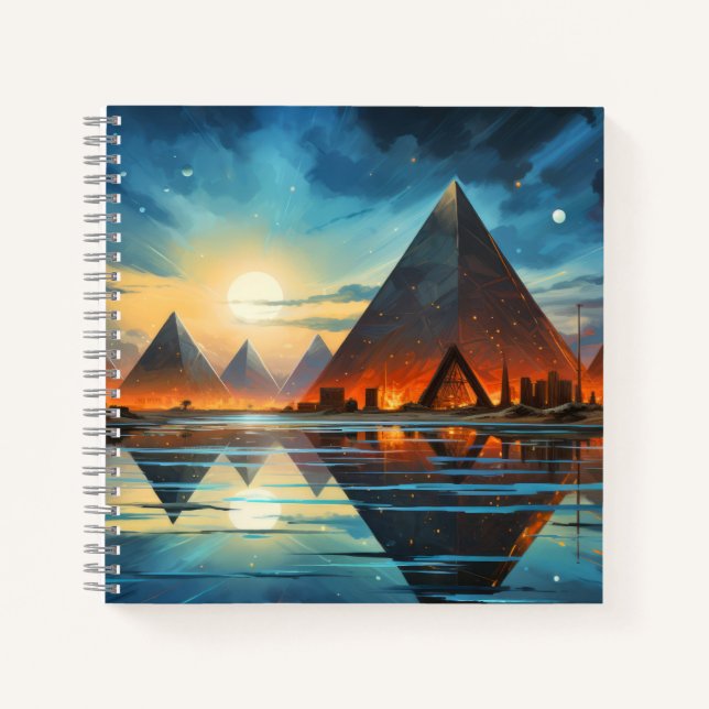 Pyramids Mystic Concept Abstract Colorful Scenery  Notebook (Front)