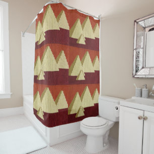 Pyramids Natural Rust Beige Artisan Crochet Print Shower Curtain