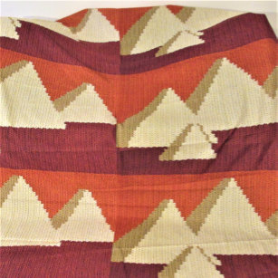 Pyramids Natural Rust Beige Artisan Crochet Print Shower Curtain