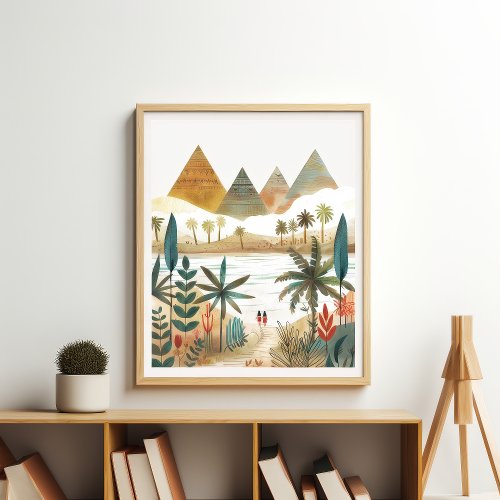 Art Prints And Wall Decor 4 Pyramids Nile River Desert Scene Wall Art