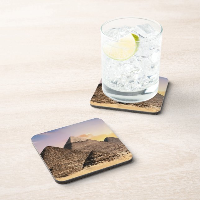pyramids of giza Ancient Egypt Desert landscape Beverage Coaster (Right Side)