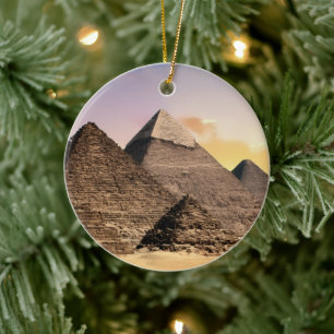 pyramids of giza Ancient Egypt Desert landscape Ceramic Ornament