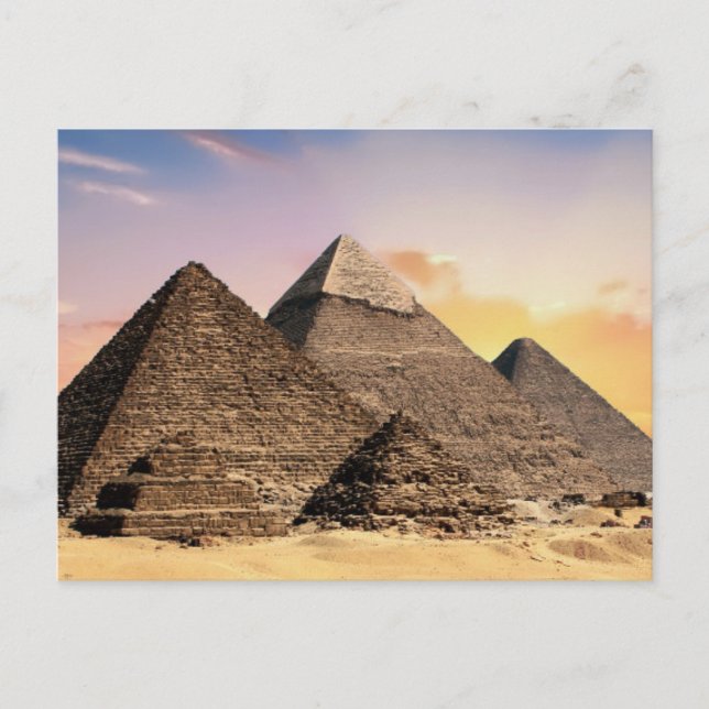pyramids of giza Ancient Egypt Desert landscape Postcard (Front)