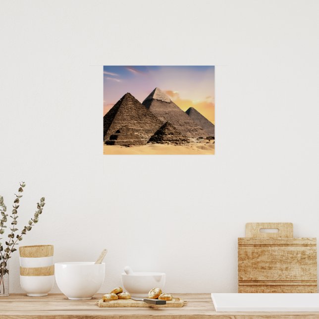pyramids of giza Ancient Egypt Desert landscape Poster (Kitchen)