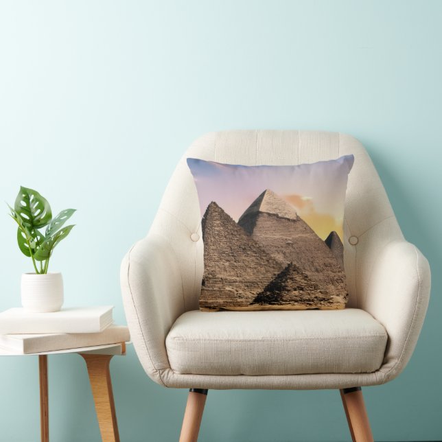 pyramids of giza Ancient Egypt Desert landscape Throw Pillow (Chair)