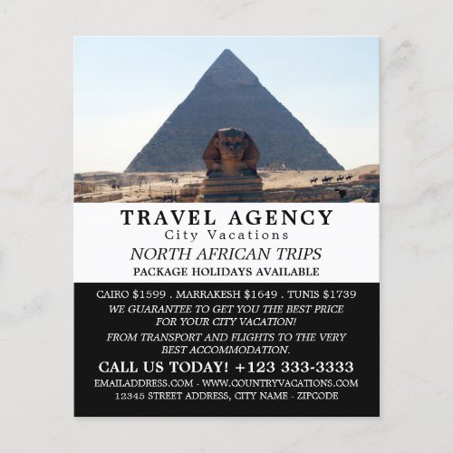 Pyramids Of Giza Cairo Egypt Travel Agency Flyer