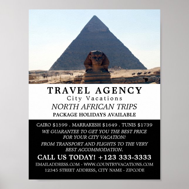 Pyramids Of Giza, Cairo, Egypt, Travel Agency Poster (Front)