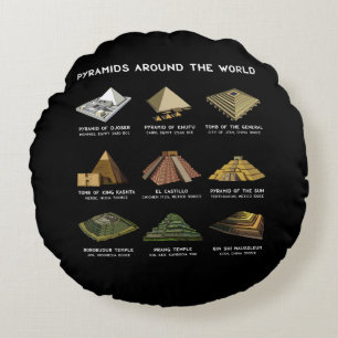 Pyramids Of The World Archeology Civilizations Round Pillow