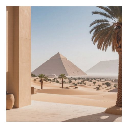 Pyramids & Palm Trees Faux Canvas Print