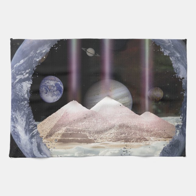 Pyramids Planets Space Towel (Horizontal)