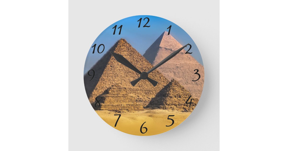 Pyramids Round Clock | Zazzle