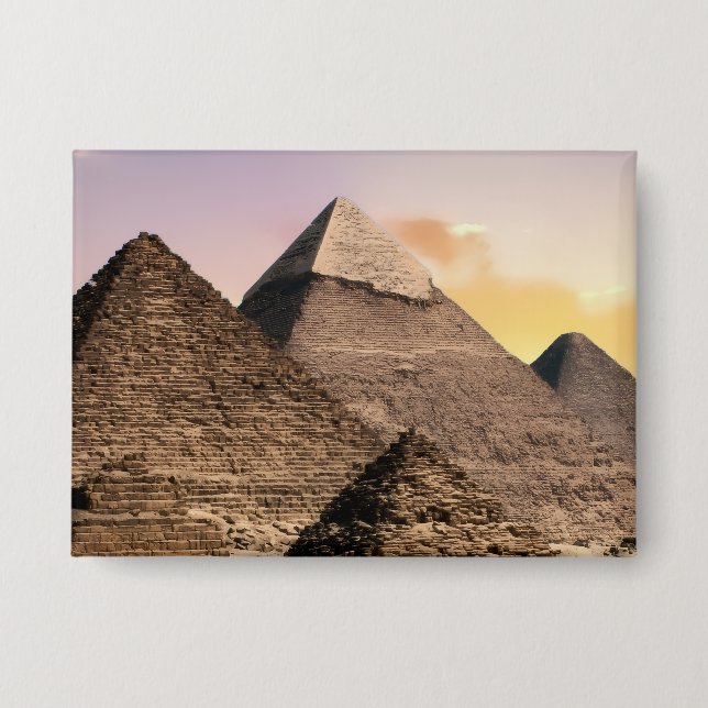 Pyramids Sphinx Ancient Egypt Pharaoh Khufu Desert Button (Front)