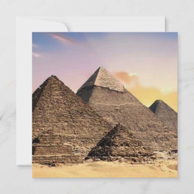 Pyramids Sphinx Ancient Egypt Pharaoh Khufu Desert Holiday Card (Front)