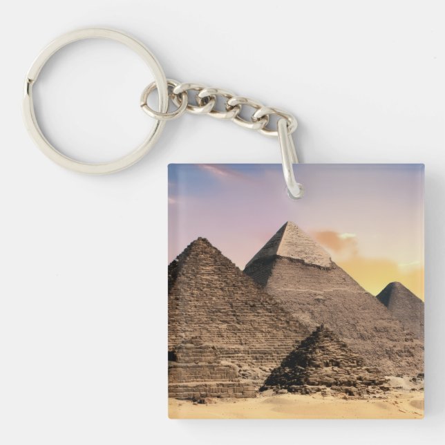 Pyramids Sphinx Ancient Egypt Pharaoh Khufu Desert Keychain (Front)